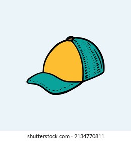 Colorful doodle cap illustration. Colorful summer icon