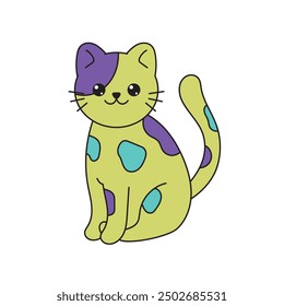 Colorful Doodle Cat Illustration _ Single Vector 3