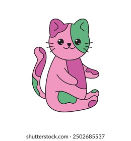 Colorful Doodle Cat Illustration _ Single Vector 7