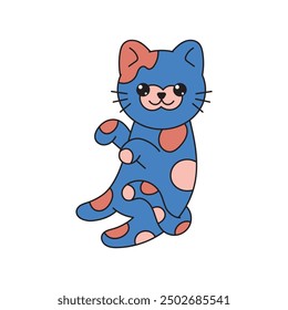 Colorful Doodle Cat Illustration _ Single Vector 12