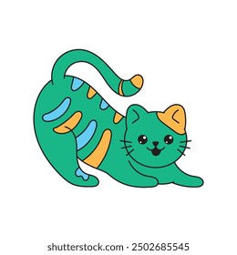 Colorful Doodle Cat Illustration _ Single Vector 4