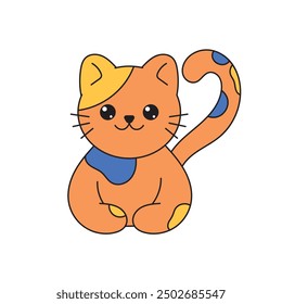 Colorful Doodle Cat Illustration _ Single Vector 8