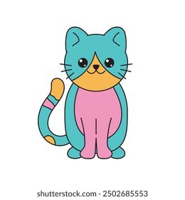 Colorful Doodle Cat Illustration _ Single Vector 2