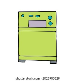 Icono colorido del lavavajillas doodle en vector. Icono de lavavajillas colorido en vector