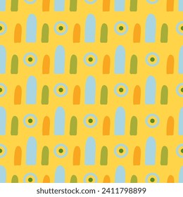 Colorful doodle Easter seamless vector pattern. Valentine day or Easter multicolored simple background.