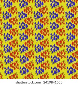 Motif vectoriel harmonieux de Pâques au doodle coloré. Éléments abstraits de forme de goutte colorée.