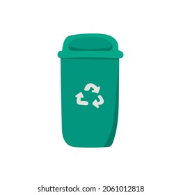 Colorful doodle eco dustbin with recycling icon. Colorful hand drawn eco dustbin with recycling icon. Eco garbage colorful doodle icon