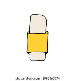 Colorful doodle eraser illustration in vector. Colorful eraser icon in vector. Isolated doodle illustration of eraser