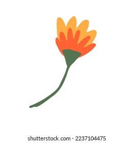 Doodle colorido elemento floral, clip de estilo de arte naive vectorial bueno para la decoración