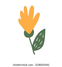 Doodle colorido elemento floral, clip de estilo de arte naive vectorial bueno para la decoración