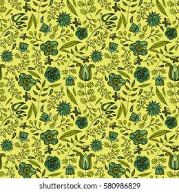 Colorful doodle floral seamless pattern. Can be used for wallpaper, pattern fills, web page background, surface textures.