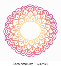 Colorful doodle flower frame . Simple flower label. Mehndi hand drawn template. Vector illustration.