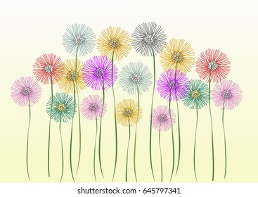 Colorful doodle flowers background vector illustration 
