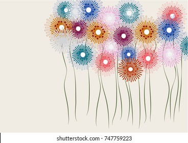 Colorful doodle flowers background vector illustration 