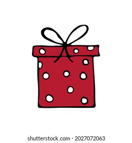 Colorful doodle gift box illustration. Colorful gift box icon in vector. Present box colorful doodle illustration.