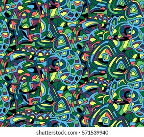 Colorful doodle hand drawn seamless pattern. Vector illustration. 