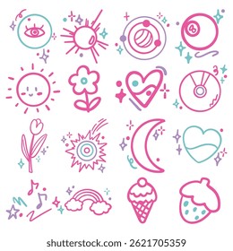 Colorful Doodle Handdrawn Scribble Fun Sketch Line Art Simple Decoration