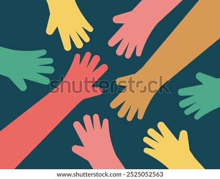 Colorful doodle hands clapping and giving thumbs up, appreciation and approval concept. Applause claps for celebration of success hand drawn vector illustration.
