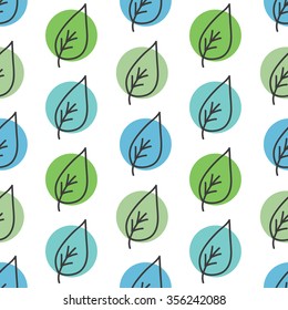 Colorful doodle leaves seamless pattern.