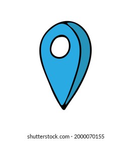 Colorful doodle location illustration in vector. Colorful location sign icon in vector.