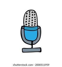 Ilustración colorida del micrófono doodle en vector. Icono de micrófono colorido en vector. Ilustración de micrófono en vector