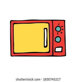 Colorful doodle microwave illustration in vector. Colorful microwave icon in vector. 