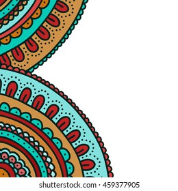 Colorful doodle ornament card. Hand drawn cute cover. Vector illustration.