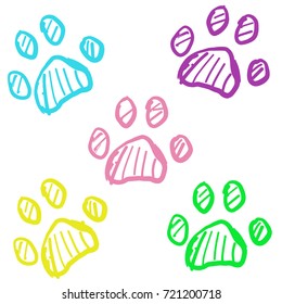Colorful doodle paw print