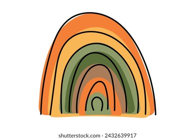 Colorful Doodle Rainbow on St Patrick's Day. Cute multicolored Vector hand drawn illustration done in black, yellow, green, orange and brown colors. For cards, banners, wallpaper, textile, wrapping