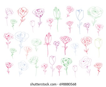 Colorful doodle rose icon vector illustration.