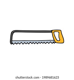 Colorful doodle saw illustration in vector. Colorful saw icon in vector. Doodle illustration of hand saw