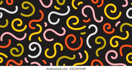 El doodle colorido es un patrón sin fisuras. Resumen de la lucha infantil repitiendo el fondo. Dibujo de fondo sencillo con garabatos y formas. Muestra de diseño de impresión textil o de tela. Fondo vectorial.