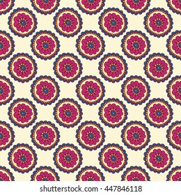 Colorful doodle seamless pattern. Abstract flower background. Hand drawn wallpaper. Vector illustration.