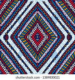 colorful doodle seamless pattern in boho style, vector illustration