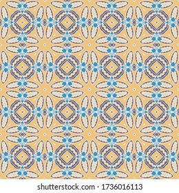 Colorful doodle seamless pattern, repeating texture for textile fabric, paper printing. Hand drawn background with geometric and floral elements. Tribal ethnic ornament for scarf, shawl, hijab design