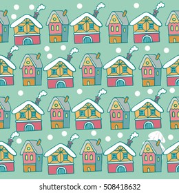 colorful doodle seamless vector christmas pattern
