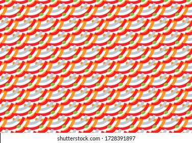 Patrón de semicírculo de doodle colorido. Impresión japonesa moderna sin fisuras. Formas onduladas multicolor de fondo geométrico. Baldosa de estilo marroquí. Patrón ondulado. Papel de pared infantil. Resumen.