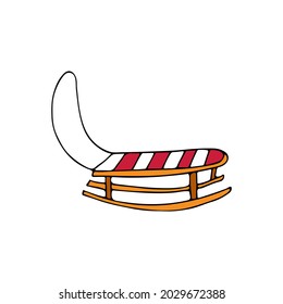 Colorful doodle sled illustration in vector. Colorful sled icon in vector. Winter sled doodle illustration