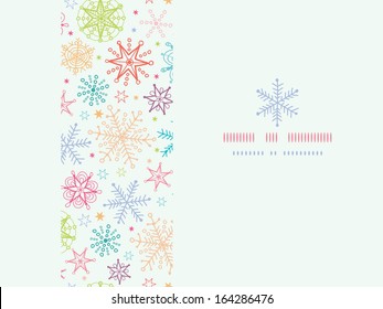 Colorful Doodle Snowflakes Horizontal Frame Seamless Pattern Background