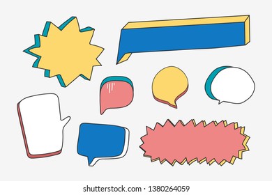 Colorful doodle speech bubble vectors collection