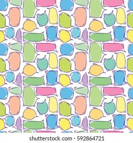 Colorful doodle speech bubbles seamless pattern. Vector illustration.