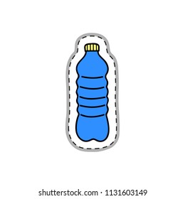 Colorful doodle sticker or patch with bottled water isolated on white background.