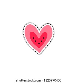 Colorful doodle sticker or patch with heart isolated on white background.