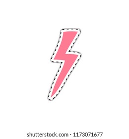 Colorful doodle sticker or patch with lightning isolated on white background.