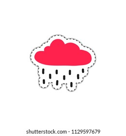 Colorful doodle sticker or patch with rain cloud isolated on white background.