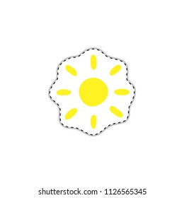 Colorful doodle sticker or patch with sun isolated on white background.