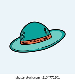 Colorful doodle summer hat illustration. Colorful summer and travel icon