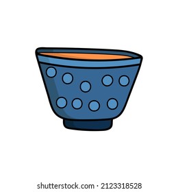 Colorful doodle tea cup with tea illustration in vector. Colorful tea cup icon in vector.