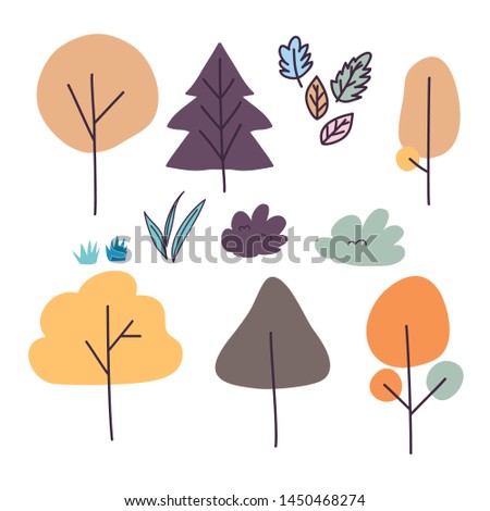 Colorful Doodle Tree Hand drawing Element