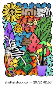 Colorful Doodle vector with various things